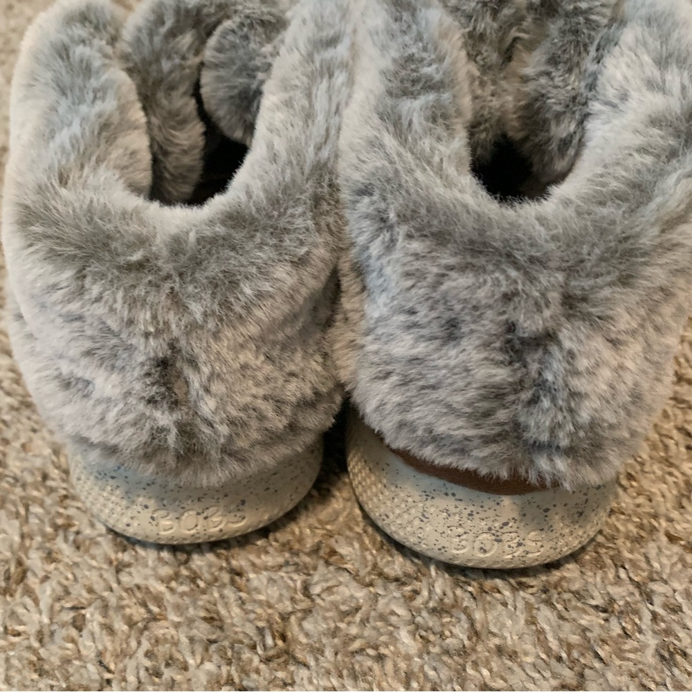 Skechers Bobs gray fleece lined casual shoes size 7 comfort memory foam sneakers - Picture 3 of 7